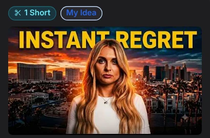 Posted card with one Short cut from it and an INSTANT REGRET thumbnail of Olga
